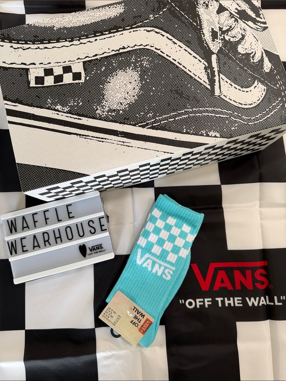 Vans Teal Checkerboard Crew Socks